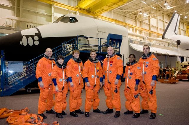 NASA image: STS-131 suited payload egress training (FFT PLD EG 91019) with the STS-131 crew. 