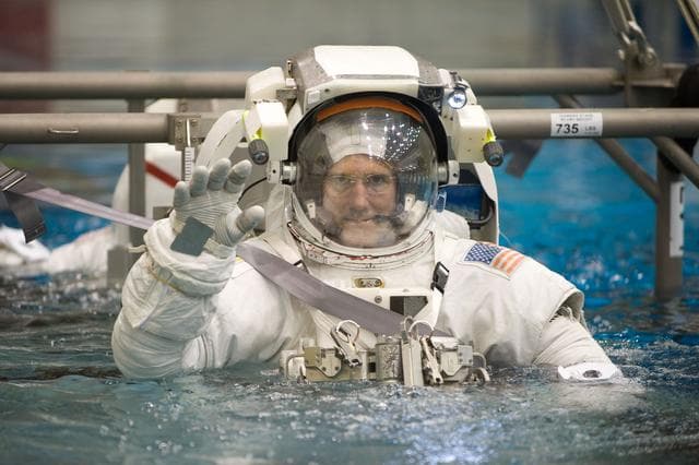NASA image: STS-132 Preflight Training - Dive with Garret Reisman, Mike Goode and Stephen Bowen 