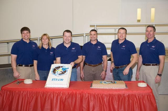 NASA image: STS-130 cake cutting ceremony