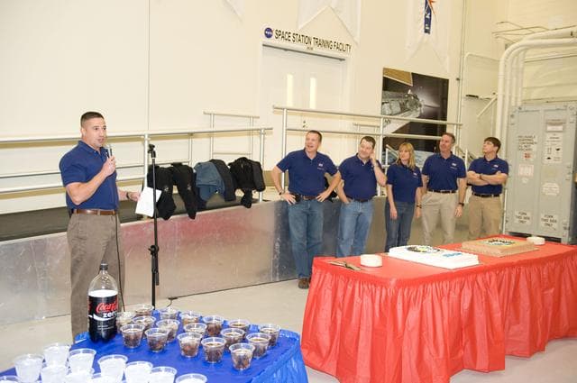 NASA image: STS-130 cake cutting ceremony