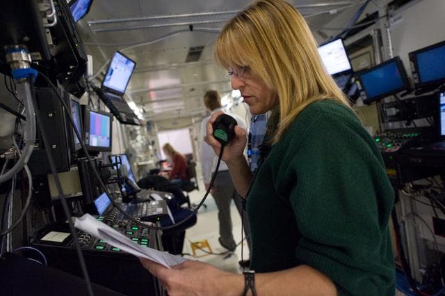 NASA image: STS-130 crew members Kay Hire and Terry Virts training in the ISS Lab 
