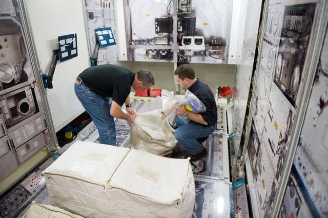 NASA image: STS-130 crew during ISS transfer training