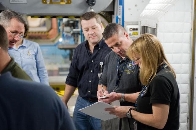 NASA image: STS-130 crew during ISS transfer training