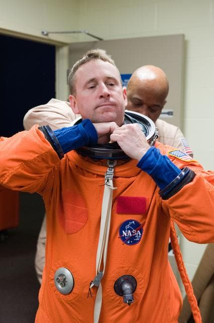 NASA image: STS-132 crerw during their bailout training in CCTII
