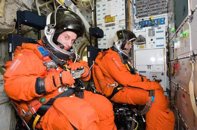 NASA image: STS-132 crerw during their bailout training in CCTII
