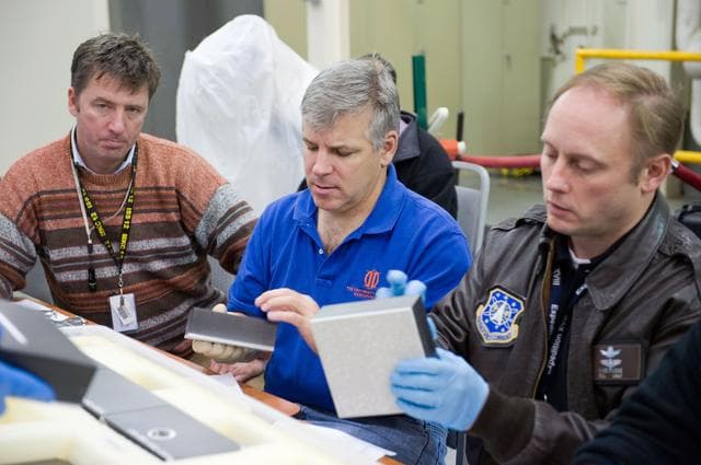 NASA image: STS-134 crew during EVA TPS Overview training in the TPS/PABF 