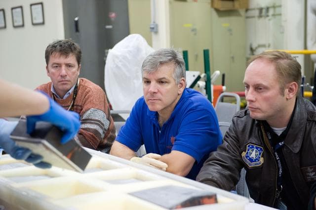 NASA image: STS-134 crew during EVA TPS Overview training in the TPS/PABF 