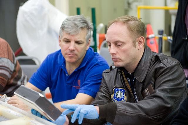 NASA image: STS-134 crew during EVA TPS Overview training in the TPS/PABF 