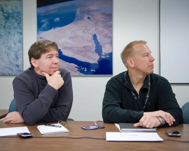 NASA image: STS-133 (Last Shuttle Mission) crew during their meeting with their scheduler Dale Williamson