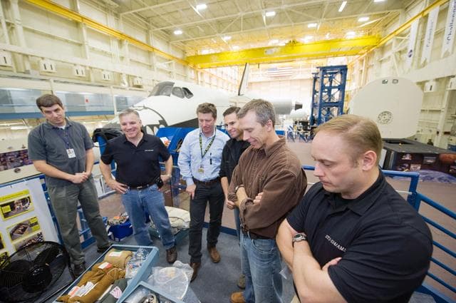NASA image: STS-134 crew training in CCT-II during their HAB/EQ PROC training. 