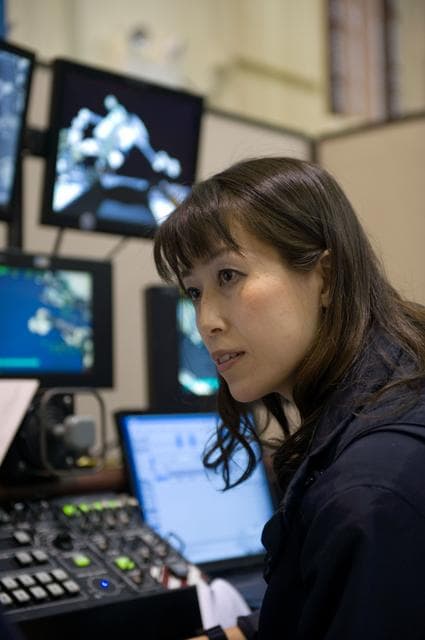 NASA image: STS-131 crew member and JAXA astronaut Naoko Yamazaki training SSRMS PROF