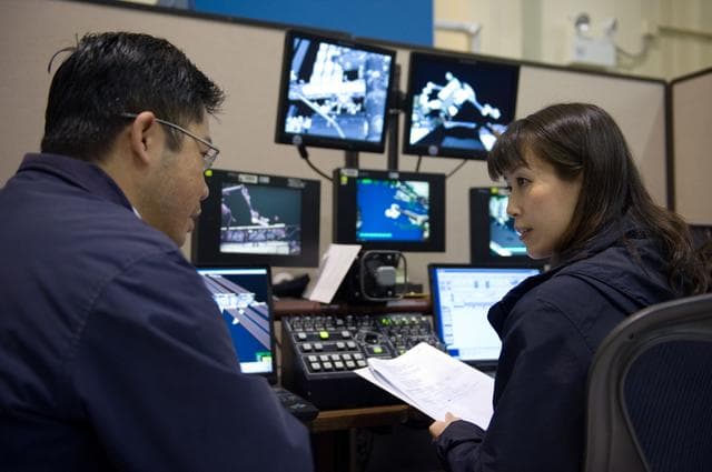 NASA image: STS-131 crew member and JAXA astronaut Naoko Yamazaki training SSRMS PROF