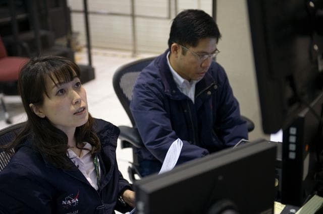 NASA image: STS-131 crew member and JAXA astronaut Naoko Yamazaki training SSRMS PROF