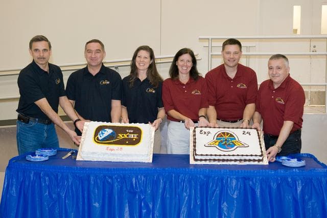 NASA image: Expedition 23/24 cake cutting ceremony celebrating the conclusion of their training. 