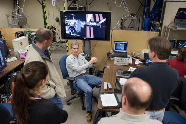 NASA image: STS-132 crew during their MSS/SIMP EVA3 OPS 4 training