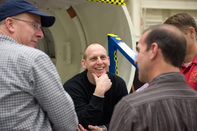 NASA image: STS-131 crew during SSMTF Ingress/Egress Timeline training 