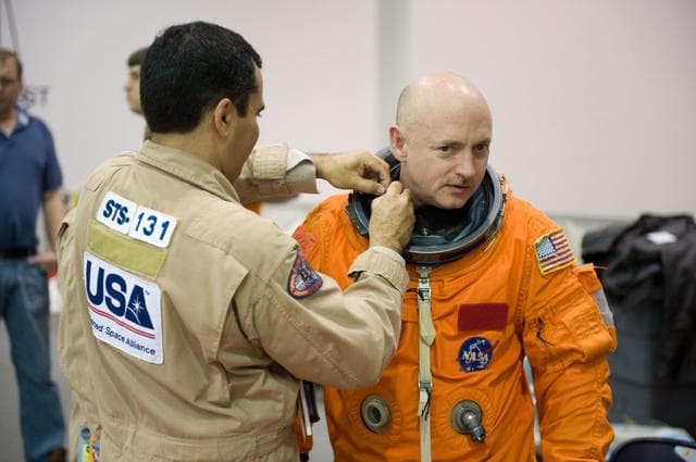 NASA image: STS-134 water survival training at the NBL