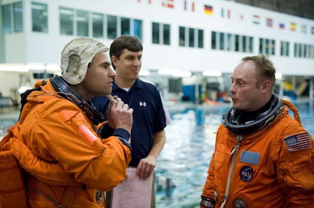 NASA image: STS-134 water survival training at the NBL