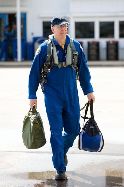 NASA image: STS-131 crew preparing for their T-38 flight to KSC for TCDT