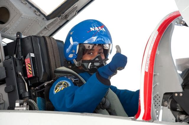 NASA image: STS-131 crew preparing for their T-38 flight to KSC for TCDT