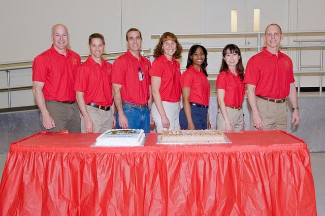 NASA image: STS-131 crew during Cake Cutting ceremony