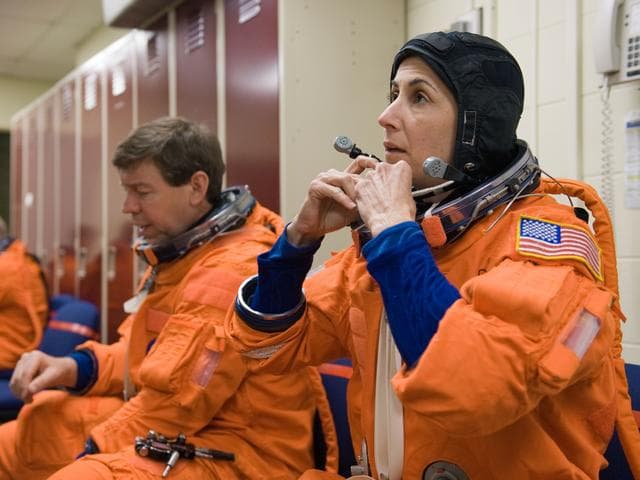 NASA image: STS-133 crew during CCTII Post Insertion/Deorbit Prep training