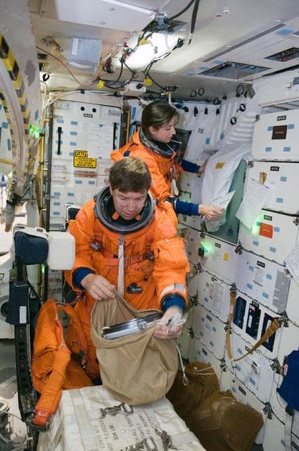 NASA image: STS-133 crew during CCTII Post Insertion/Deorbit Prep training