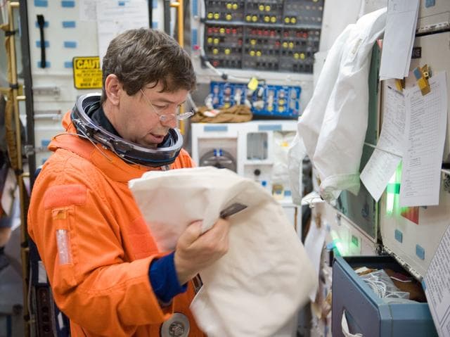 NASA image: STS-133 crew during CCTII Post Insertion/Deorbit Prep training