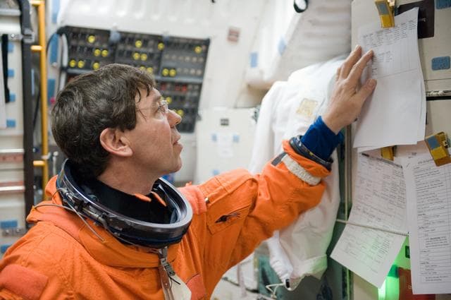NASA image: STS-133 crew during CCTII Post Insertion/Deorbit Prep training