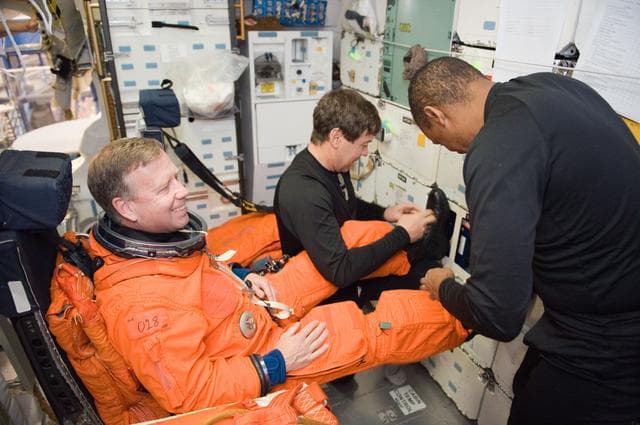 NASA image: STS-133 crew during CCTII Post Insertion/Deorbit Prep training