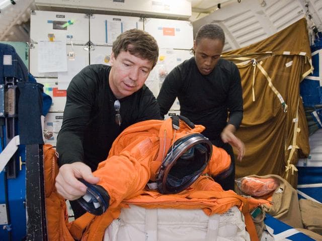 NASA image: STS-133 crew during CCTII Post Insertion/Deorbit Prep training