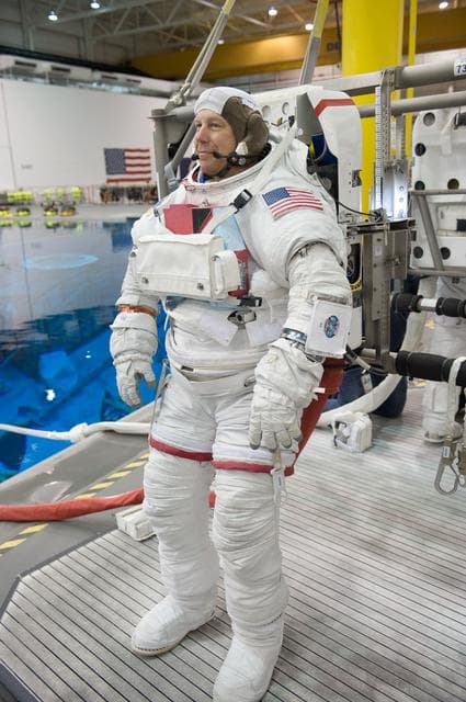 NASA image: STS-133 crew members Tim Kopra and Benjamin Drew