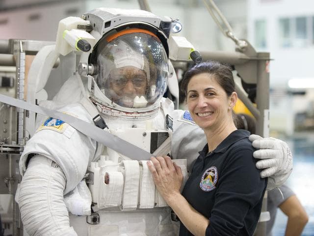 NASA image: STS-133 crew members Tim Kopra and Benjamin Drew
