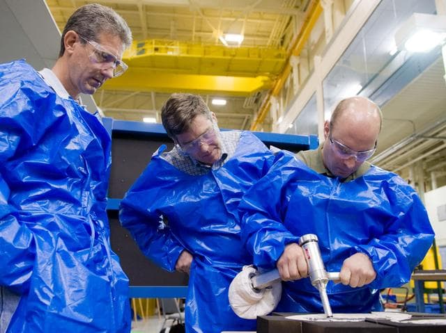 NASA image: STS-132 crew during EVA TPS Repair Skills