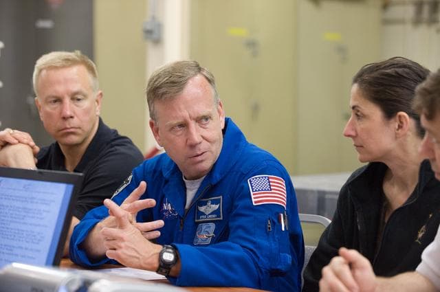 NASA image: STS-133 crew during EVA TPS Overview training 