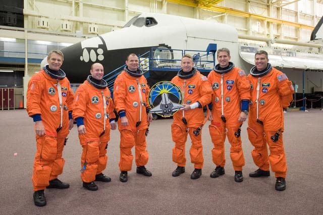 NASA image: STS-132 crew during ingress/egress training