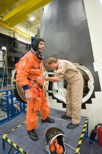 NASA image: STS-132 crew during ingress/egress training