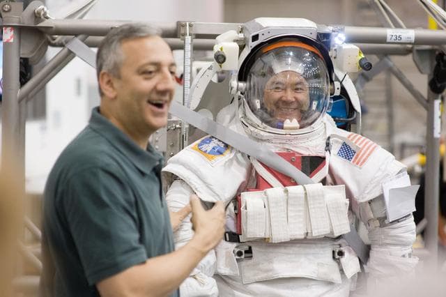 NASA image: Satoshi Furukawa and Aki Hoshide during their EVA Skills 4 training at the NBL 