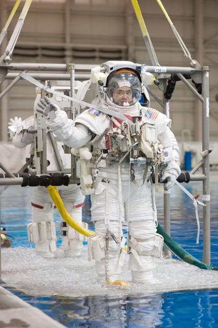 NASA image: Satoshi Furukawa and Aki Hoshide during their EVA Skills 4 training at the NBL 
