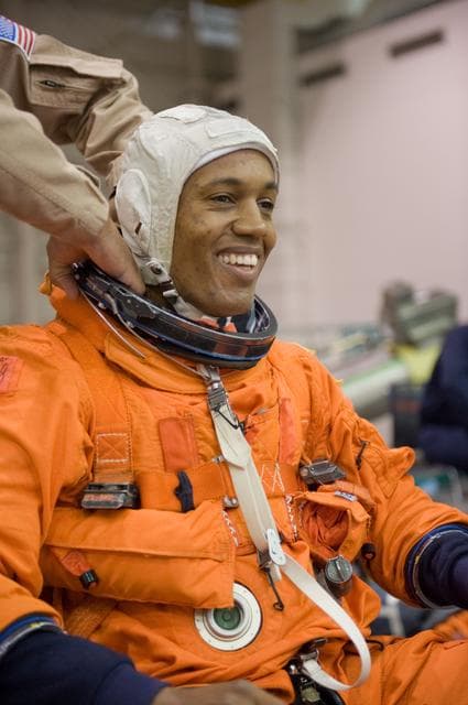NASA image: STS-133 crew during water survival training at the NBL