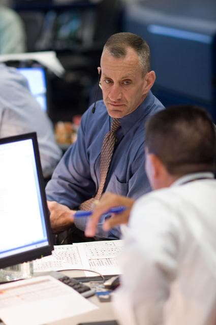 NASA image: STS-132/ULF4 WFCR Flight Controllers on Console
