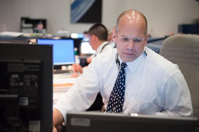 NASA image: STS-132/ULF4 WFCR Flight Controllers on Console