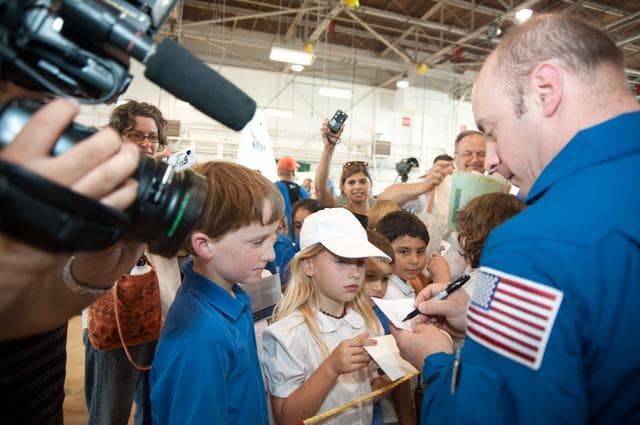 NASA image: STS-132 crew return ceremony at Ellington Field - Hangar 276