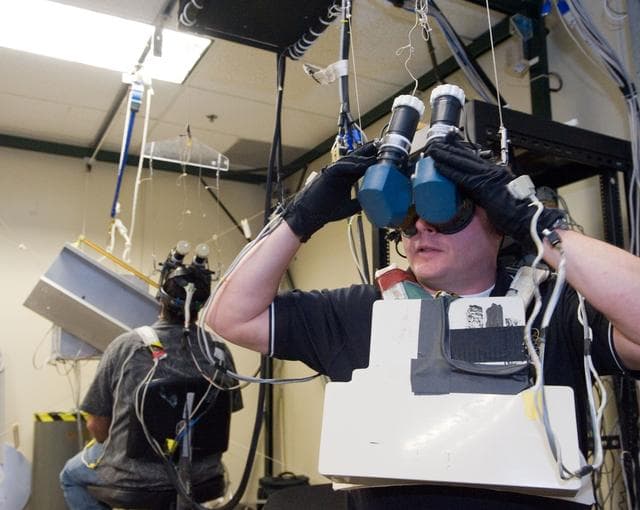 NASA image: STS-134 crew in Virtual Reality Lab during their MSS/EVAA SUPT2 Team training  