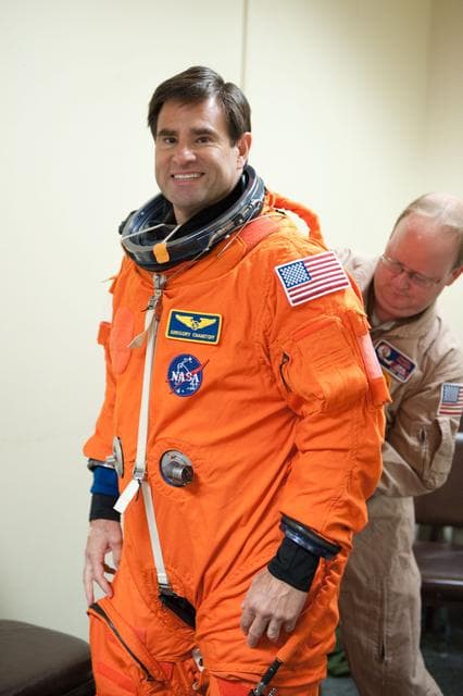 NASA image: STS-134 crew training in fixed based simulator