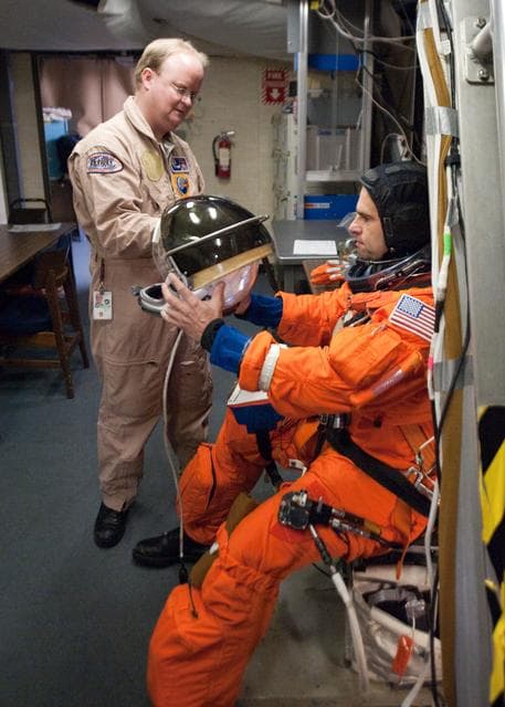 NASA image: STS-134 crew training in fixed based simulator