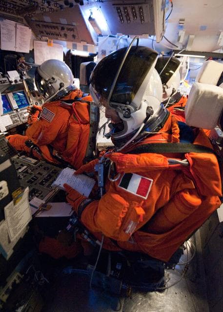 NASA image: STS-134 crew training in fixed based simulator