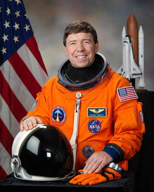 NASA image: Official Astronaut Portrait of Mike R. Barratt in ACES suit