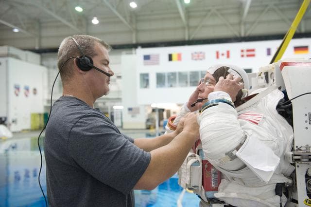 NASA image: Expedition 27 and Expedition 28 crew members NBL training