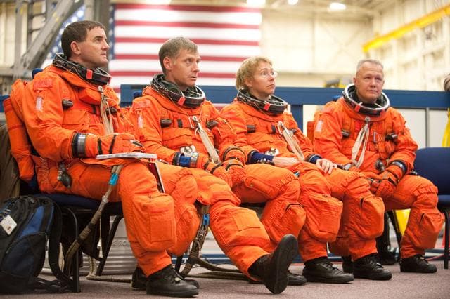 NASA image: STS-335crew and training team during Payload Egress Training